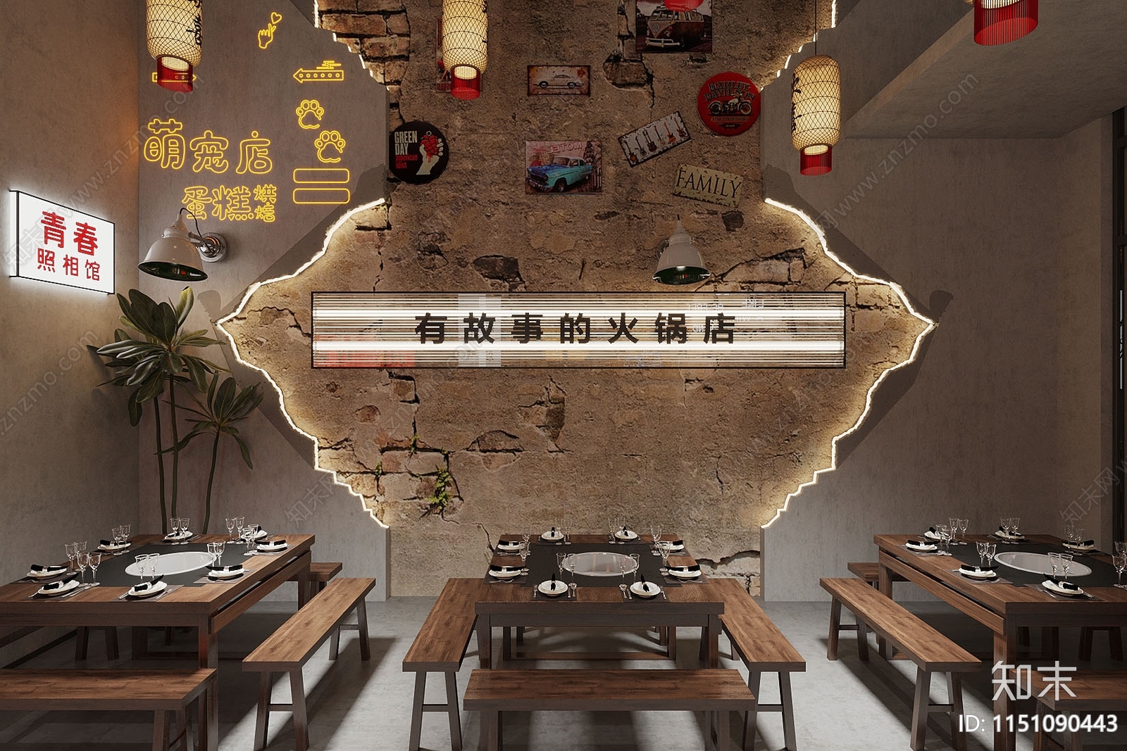 工业风火锅店3D模型下载【ID:1151090443】