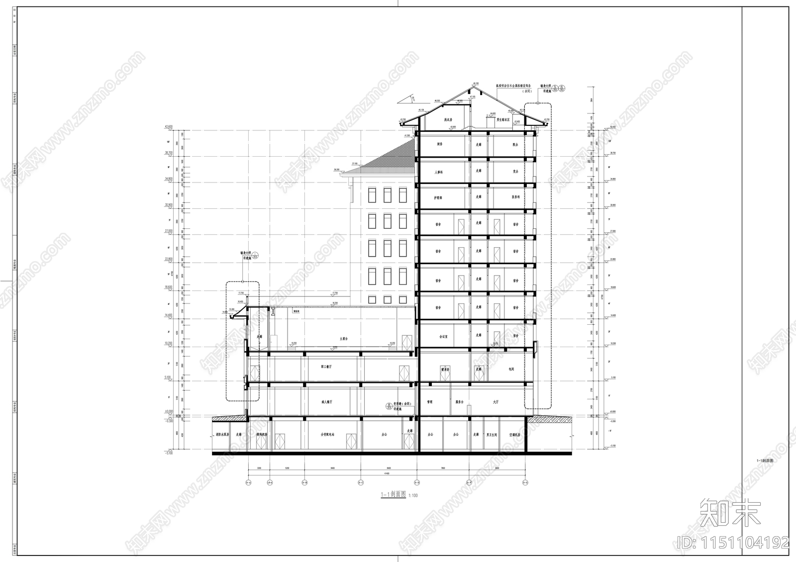 XX市中医医院城南医院cad施工图下载【ID:1151104192】