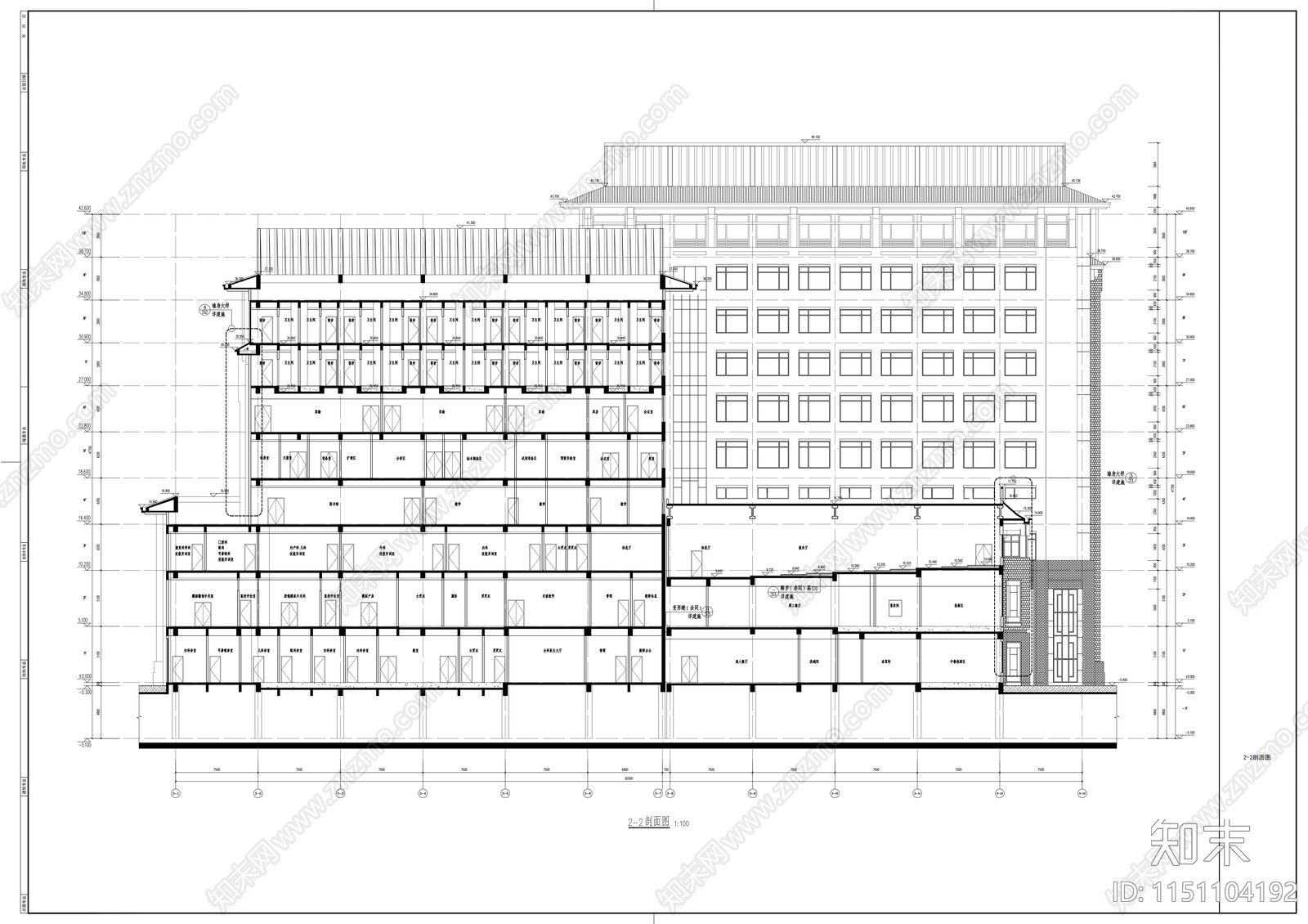 XX市中医医院城南医院cad施工图下载【ID:1151104192】