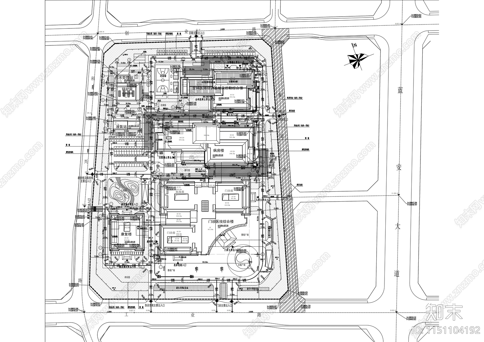 XX市中医医院城南医院cad施工图下载【ID:1151104192】