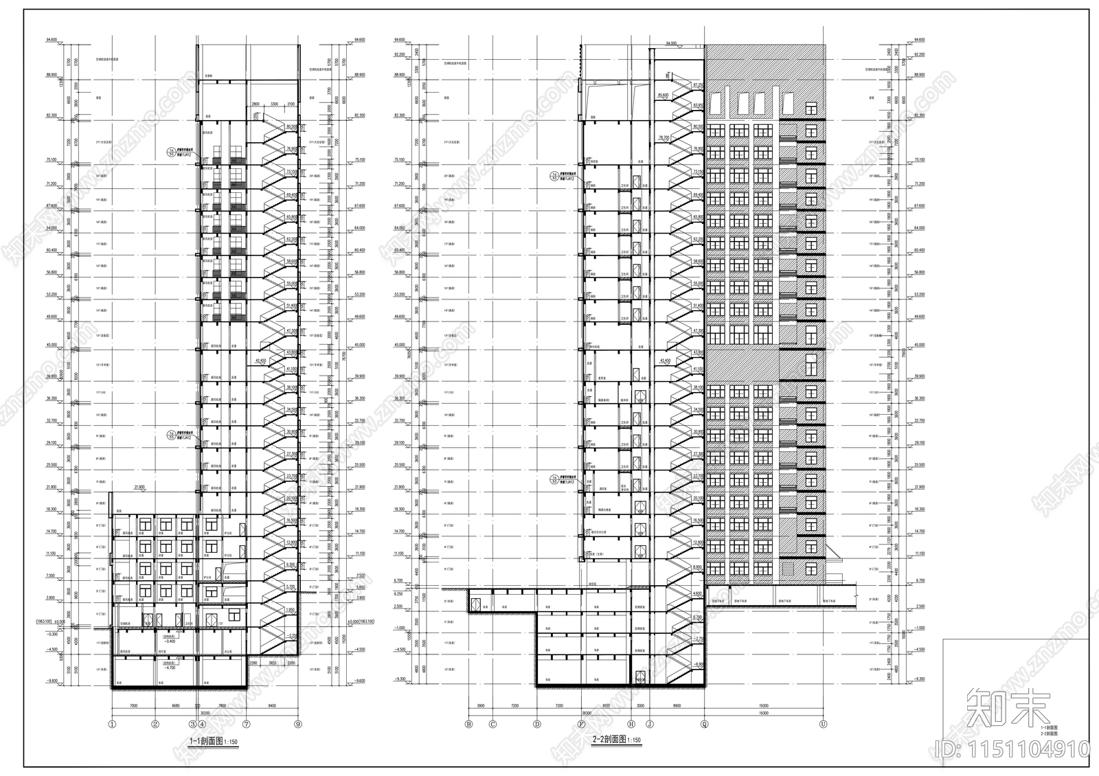 骨科综合楼建筑cad施工图下载【ID:1151104910】