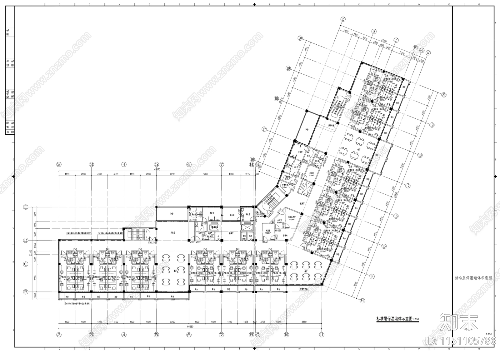 国际老年养护院建筑cad施工图下载【ID:1151105786】