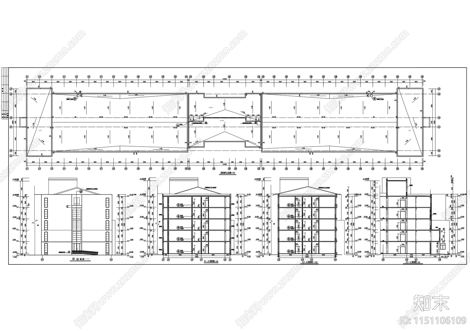 敬老院建筑cad施工图下载【ID:1151106109】