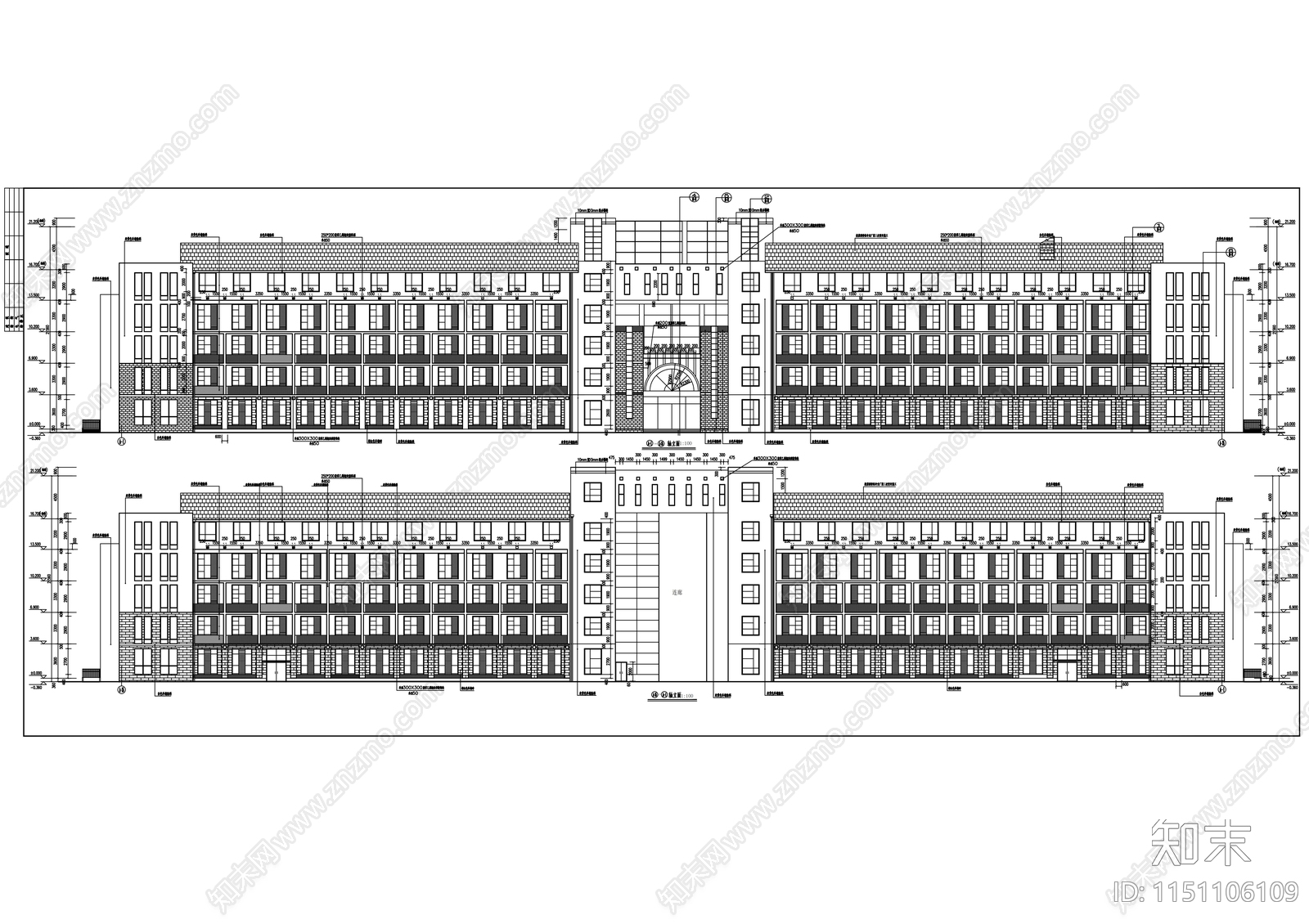 敬老院建筑cad施工图下载【ID:1151106109】