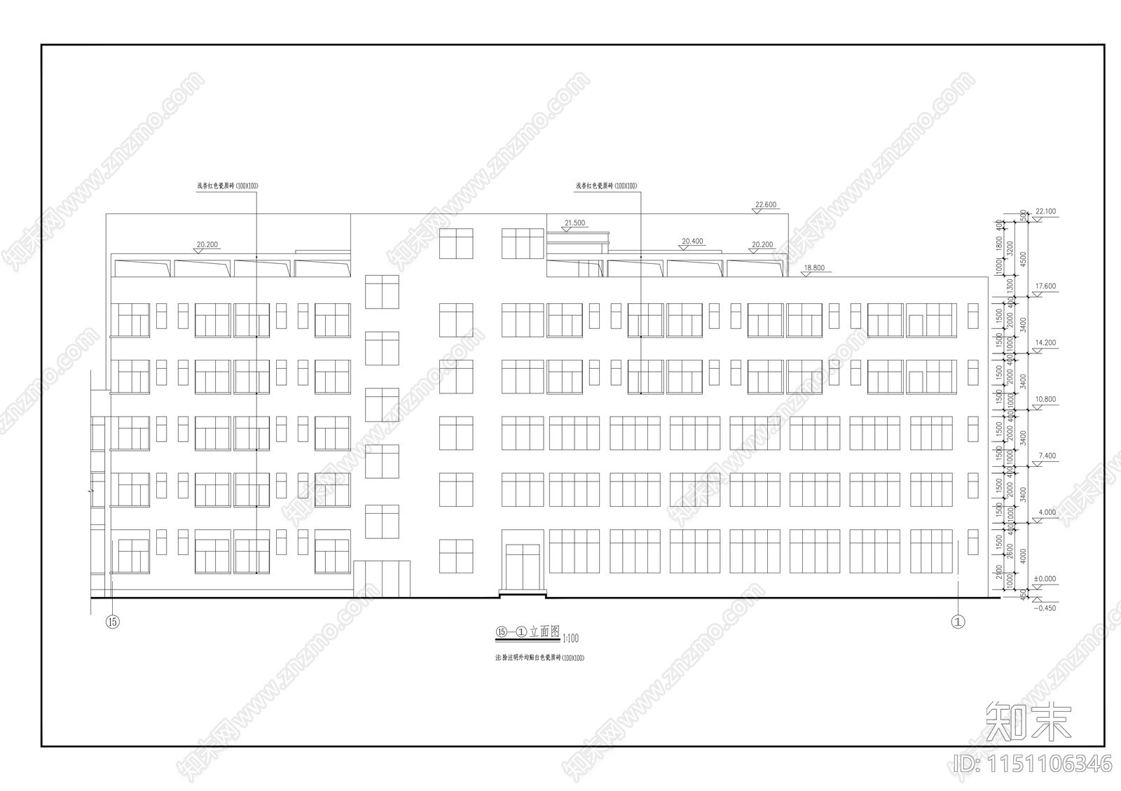 六层医院门诊及住院楼建筑cad施工图下载【ID:1151106346】