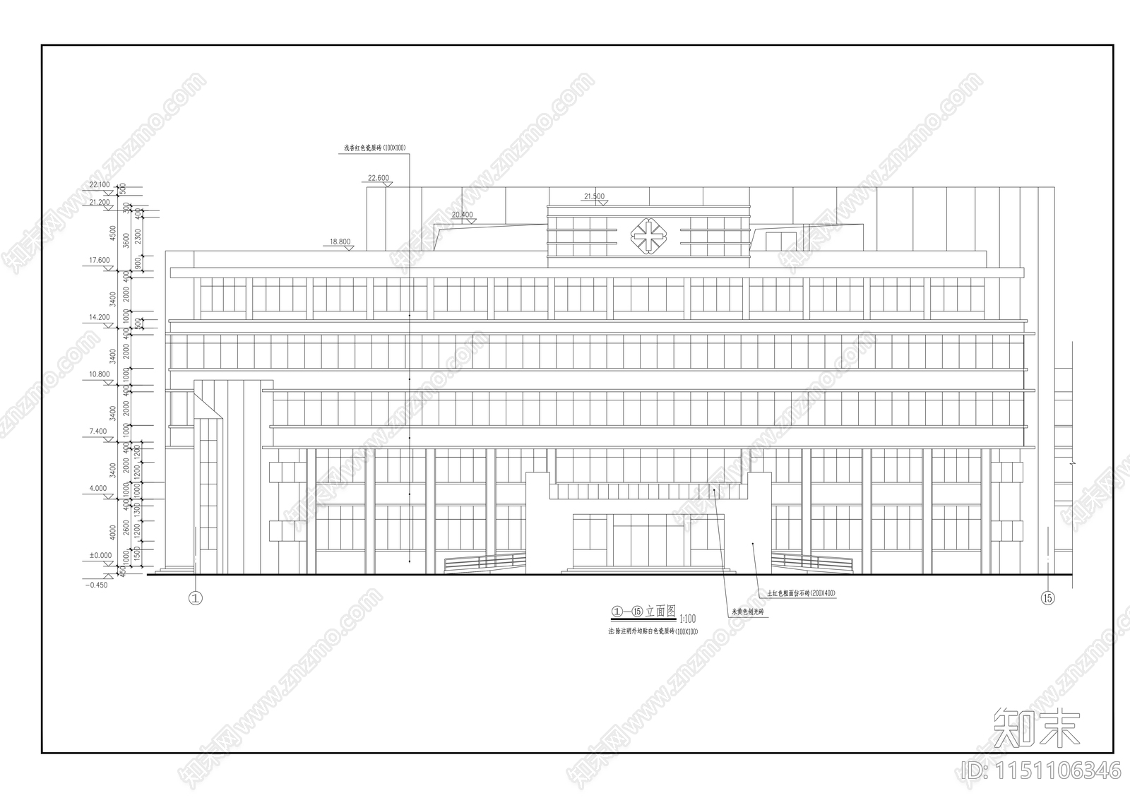 六层医院门诊及住院楼建筑cad施工图下载【ID:1151106346】