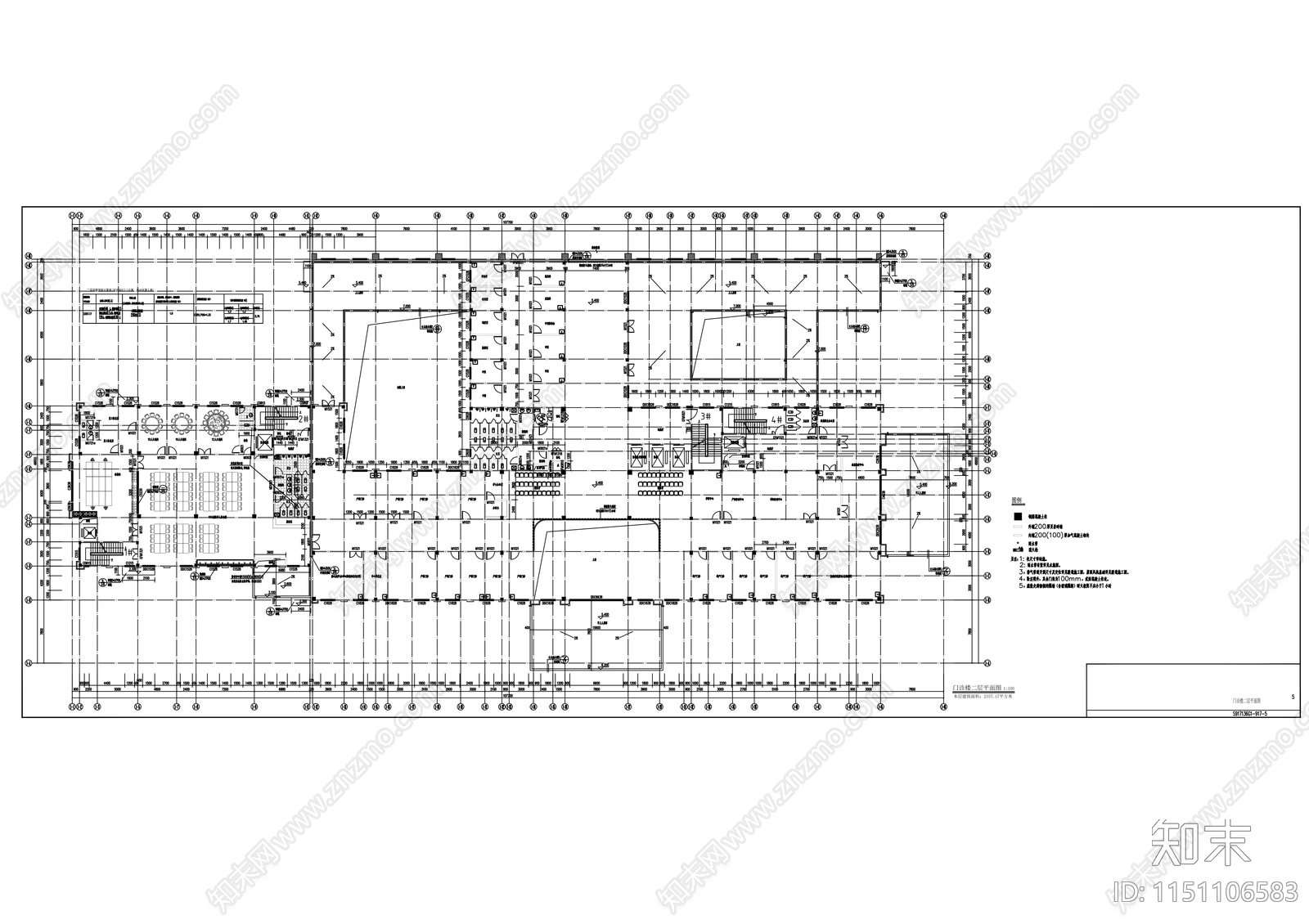 门诊住院楼建筑cad施工图下载【ID:1151106583】