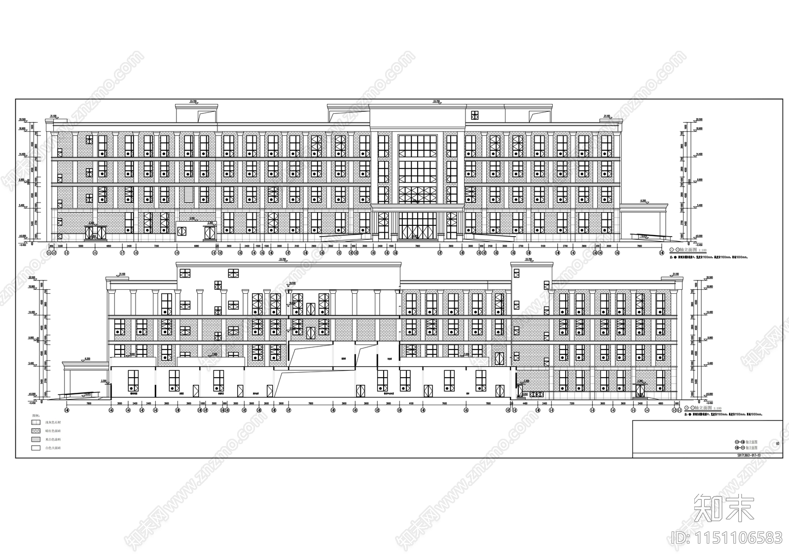 门诊住院楼建筑cad施工图下载【ID:1151106583】