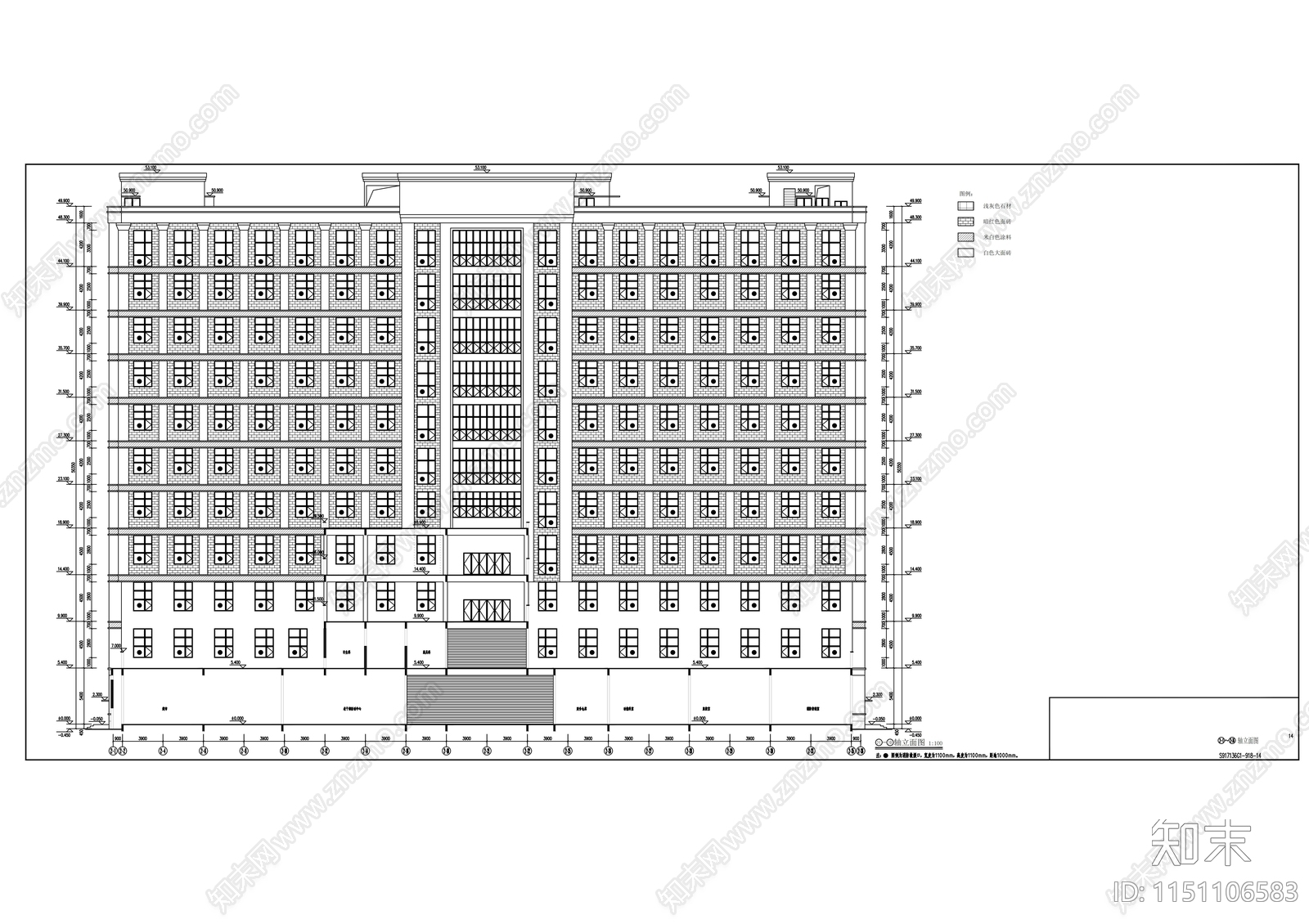 门诊住院楼建筑cad施工图下载【ID:1151106583】