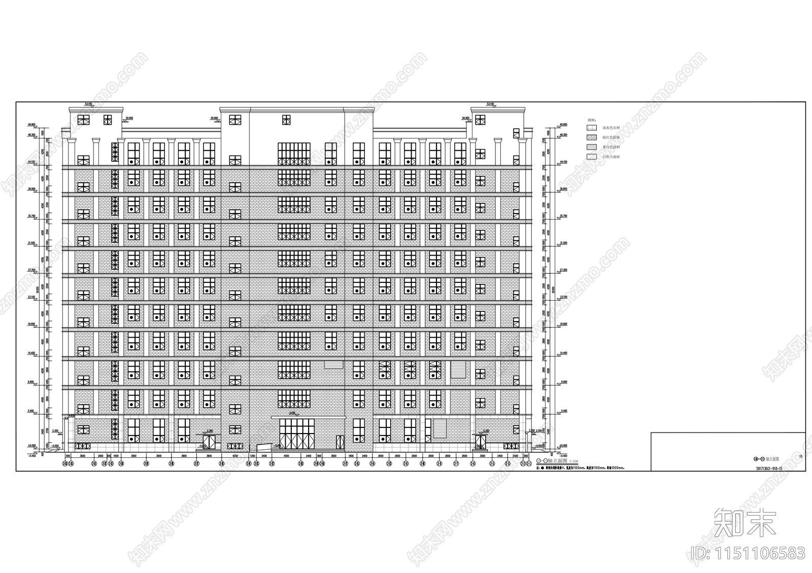 门诊住院楼建筑cad施工图下载【ID:1151106583】