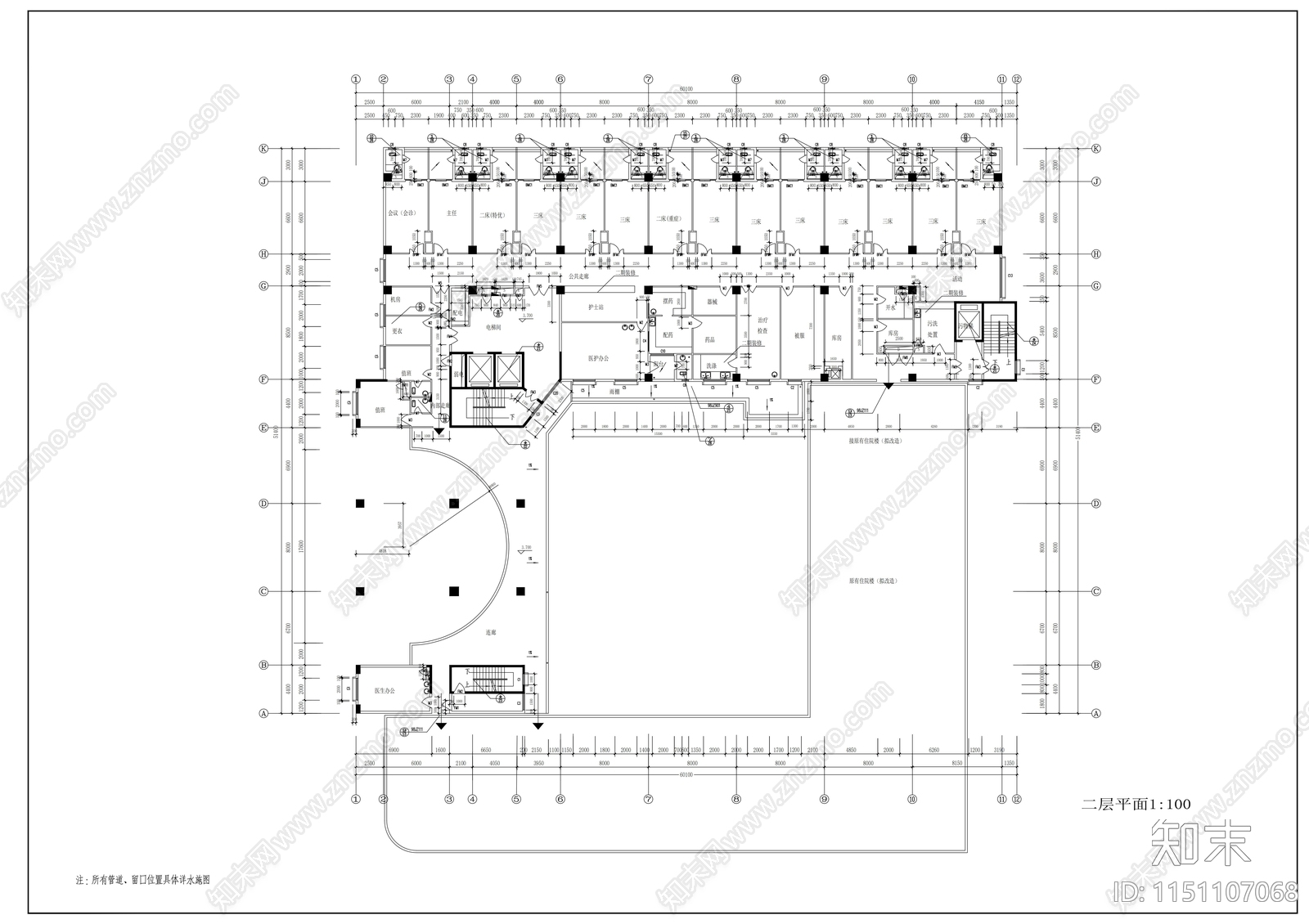 某医院十三层大楼建筑设计方案cad施工图下载【ID:1151107068】