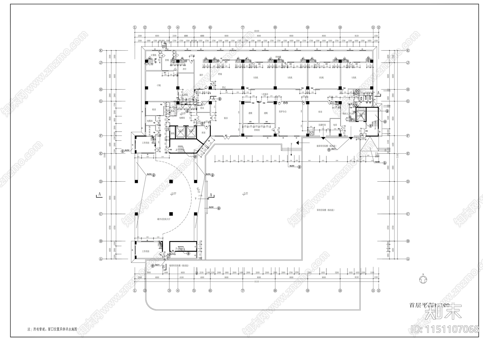 某医院十三层大楼建筑设计方案cad施工图下载【ID:1151107068】