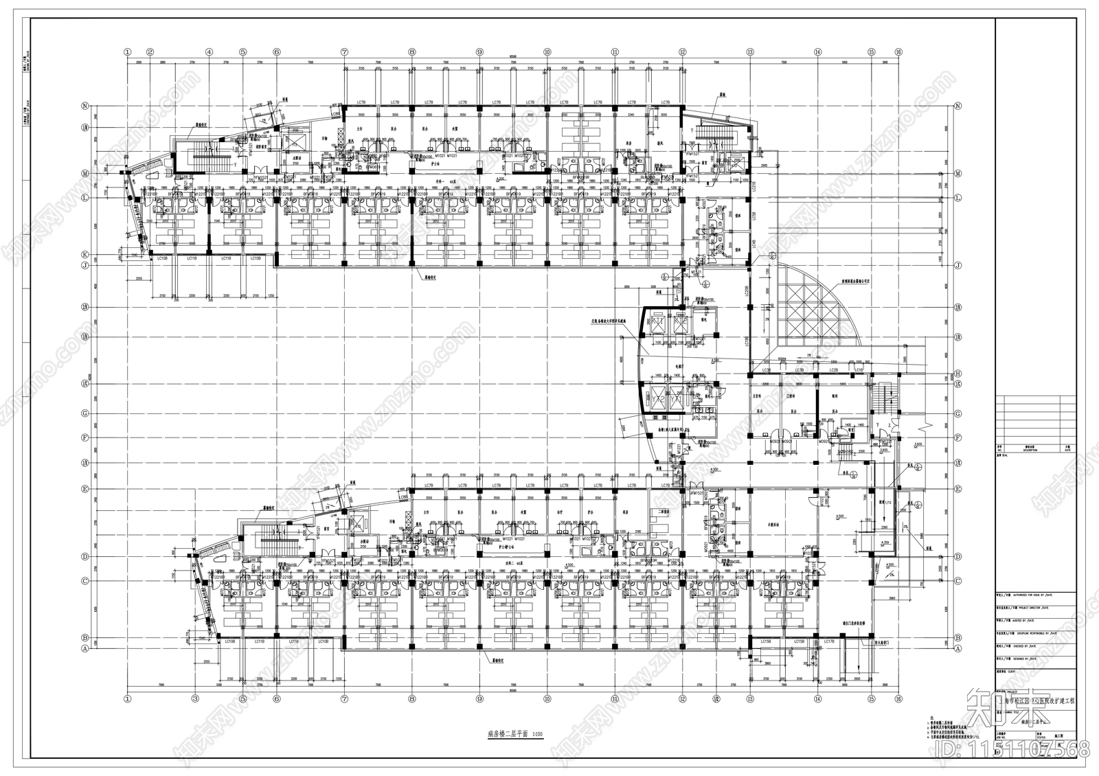 松江某八层医院建筑cad施工图下载【ID:1151107568】