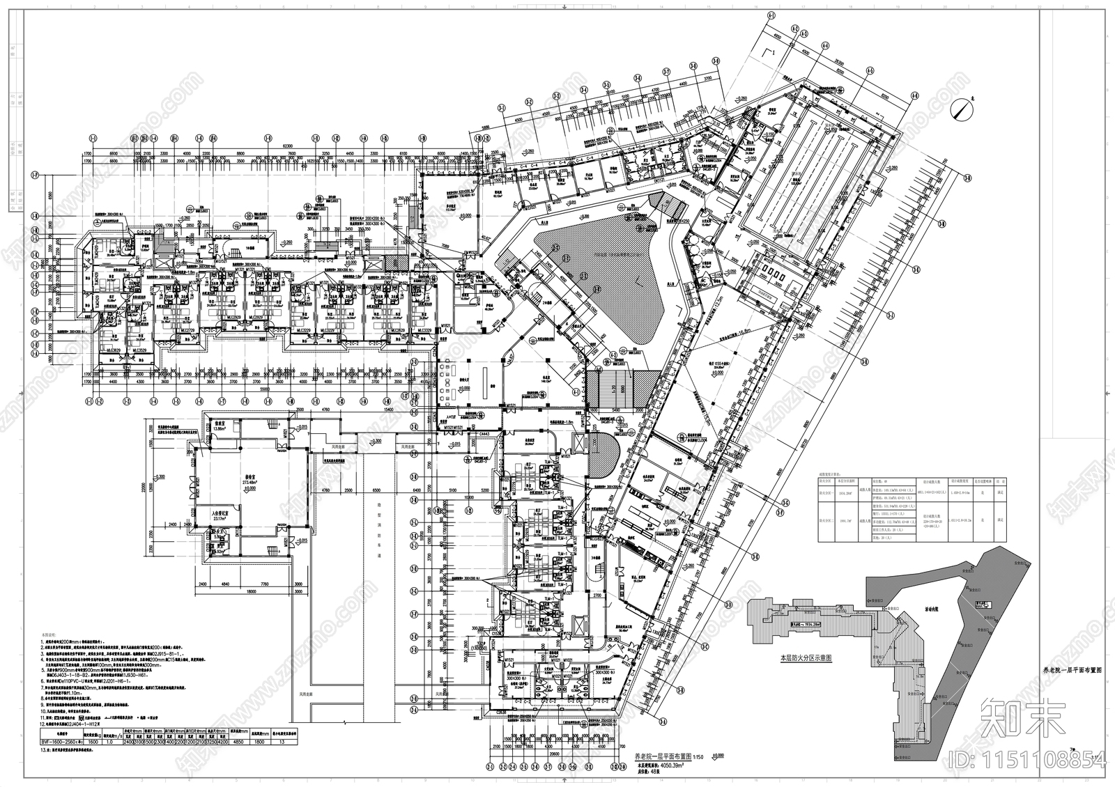 养老院建筑cad施工图下载【ID:1151108854】