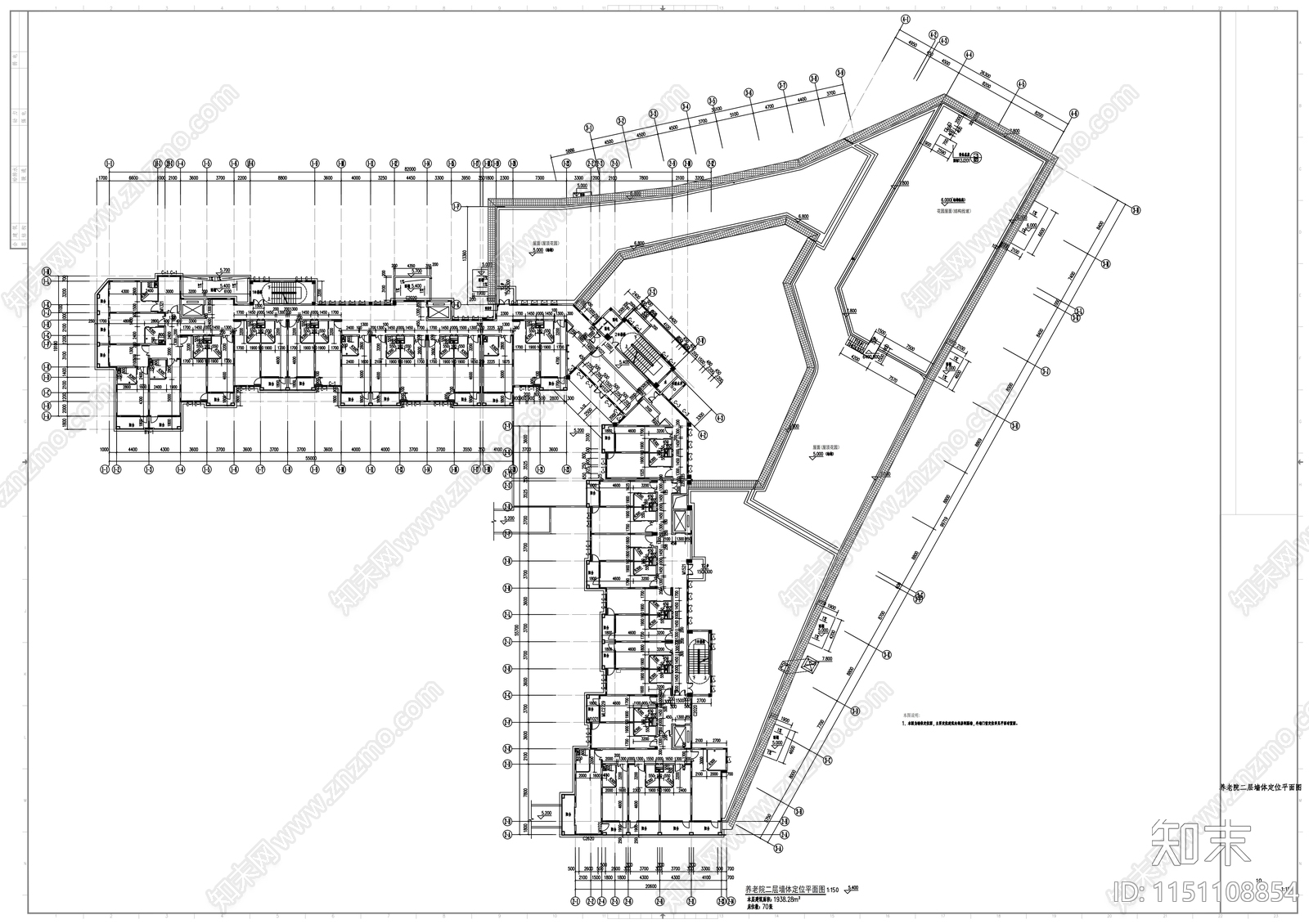 养老院建筑cad施工图下载【ID:1151108854】