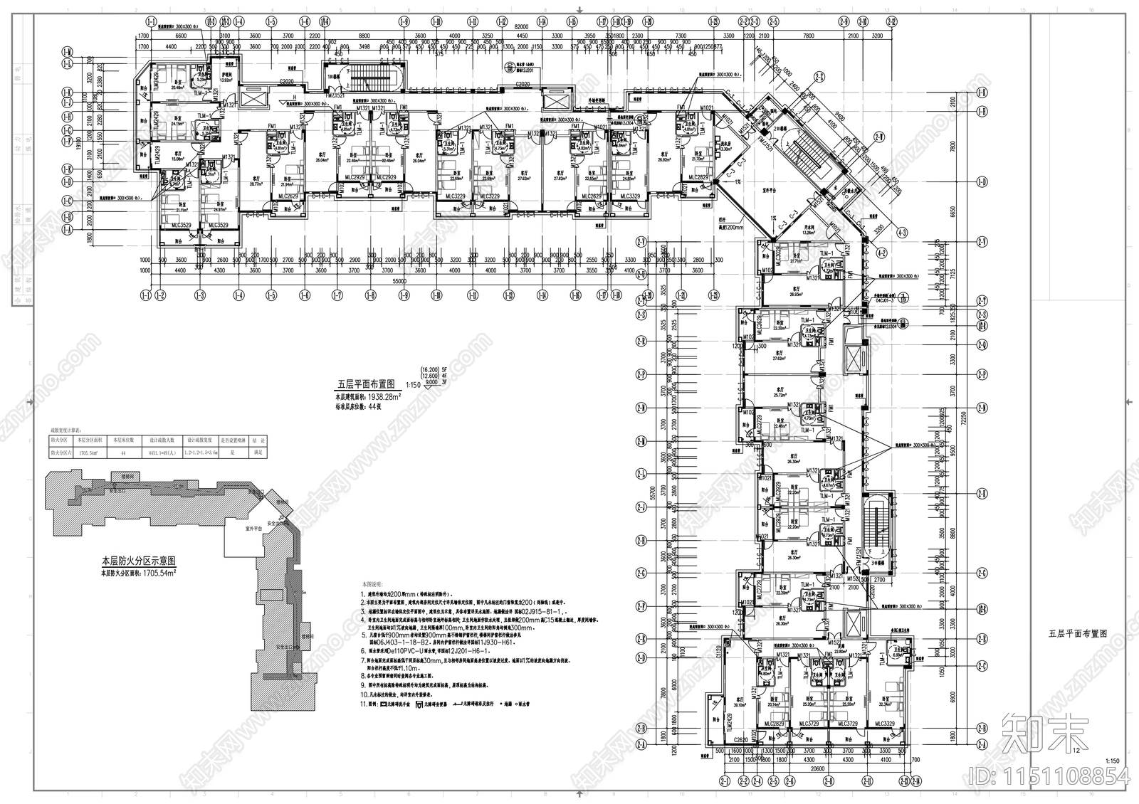 养老院建筑cad施工图下载【ID:1151108854】