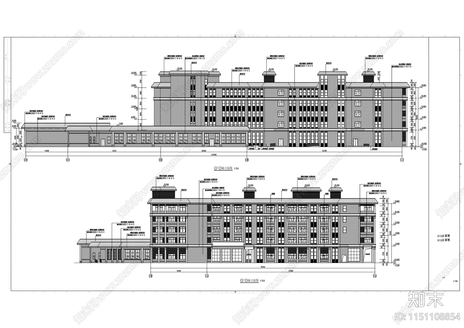 养老院建筑cad施工图下载【ID:1151108854】