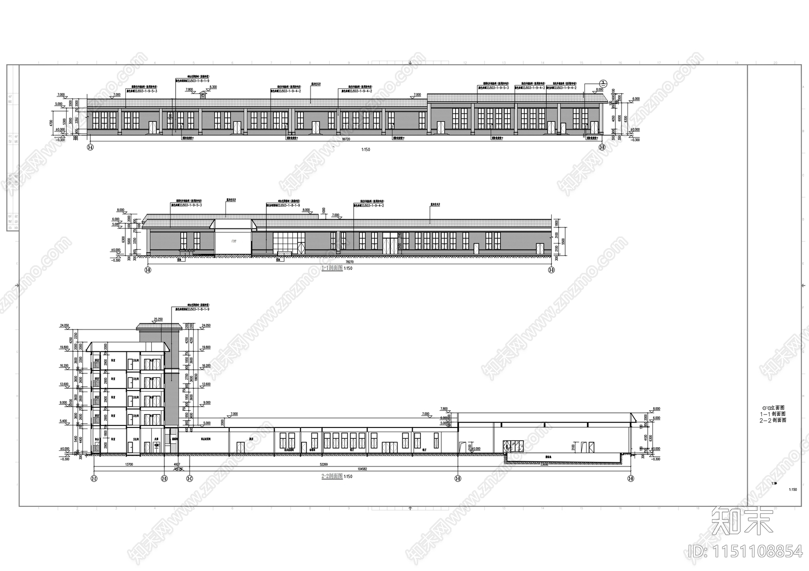 养老院建筑cad施工图下载【ID:1151108854】