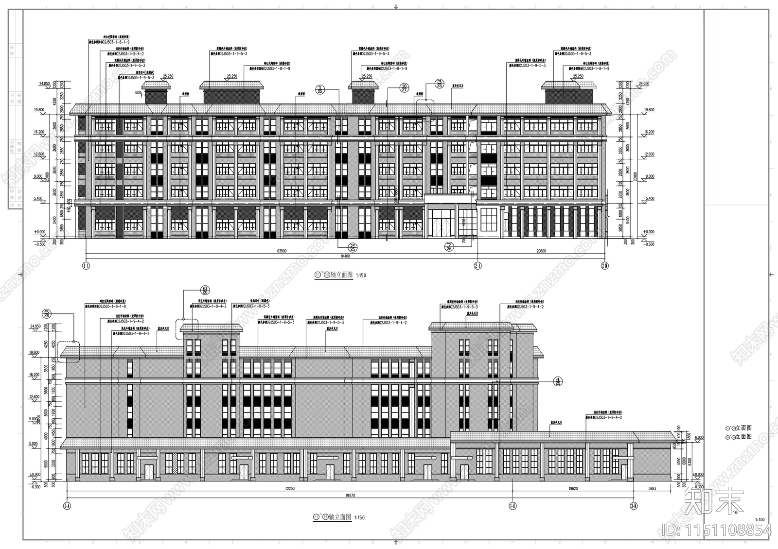 养老院建筑cad施工图下载【ID:1151108854】