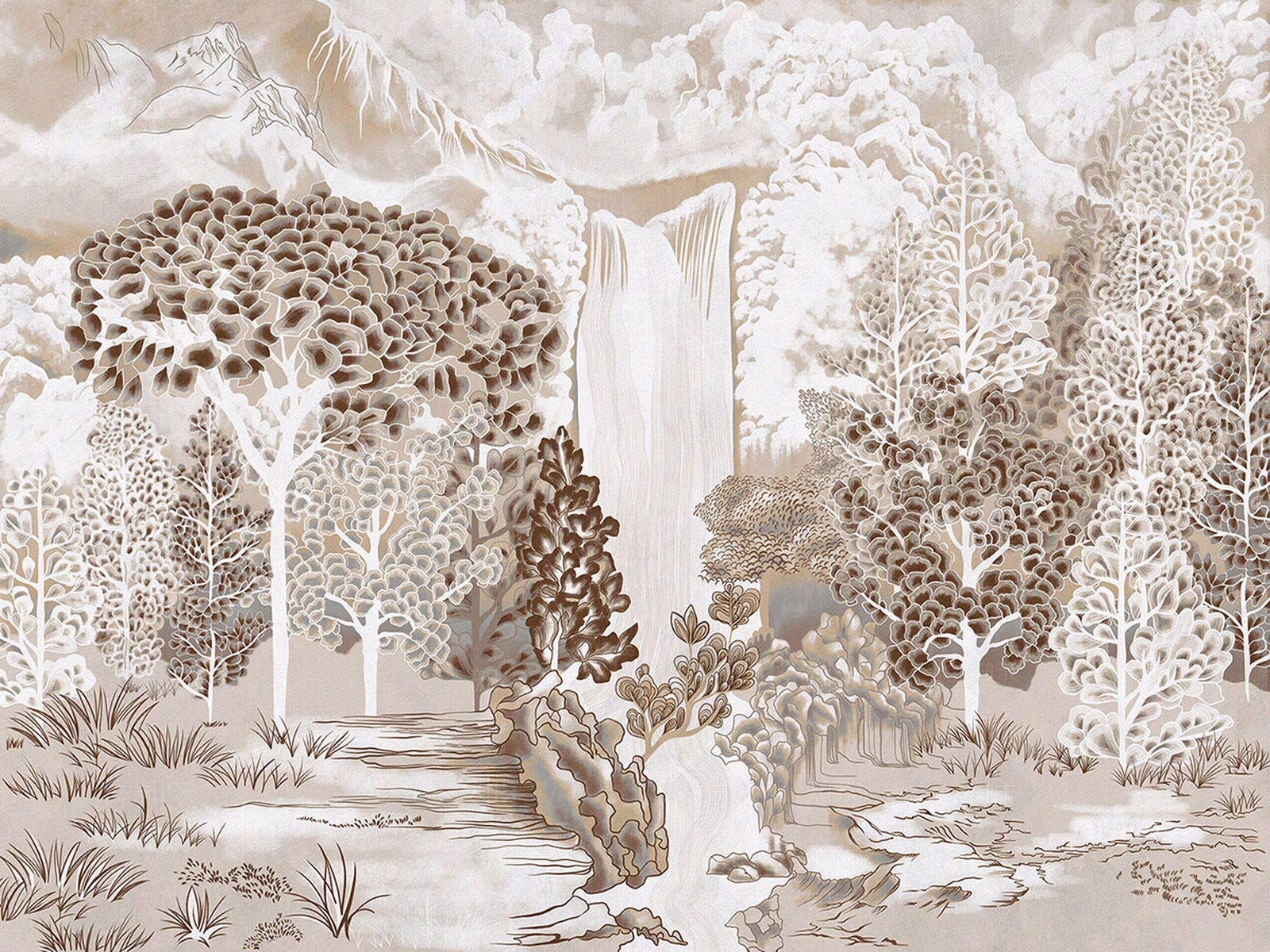 艺轩新中式东方风格山水壁画贴图下载【ID:1151109769】