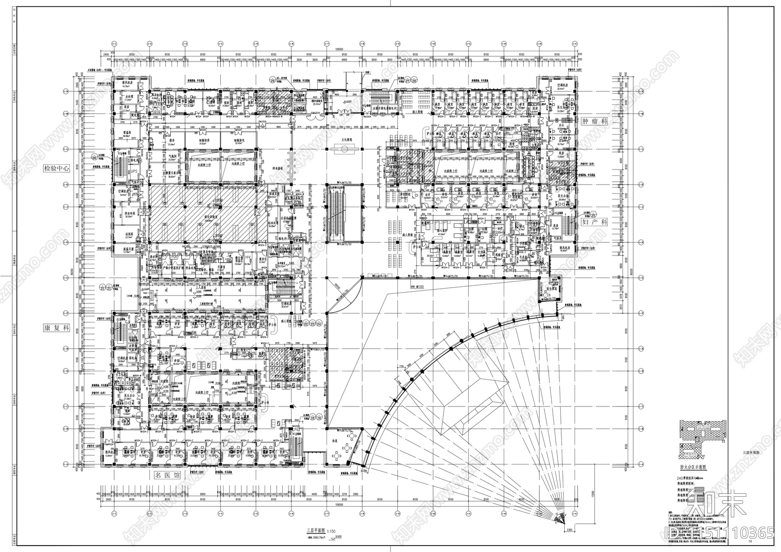 中式门诊楼cad施工图下载【ID:1151110365】