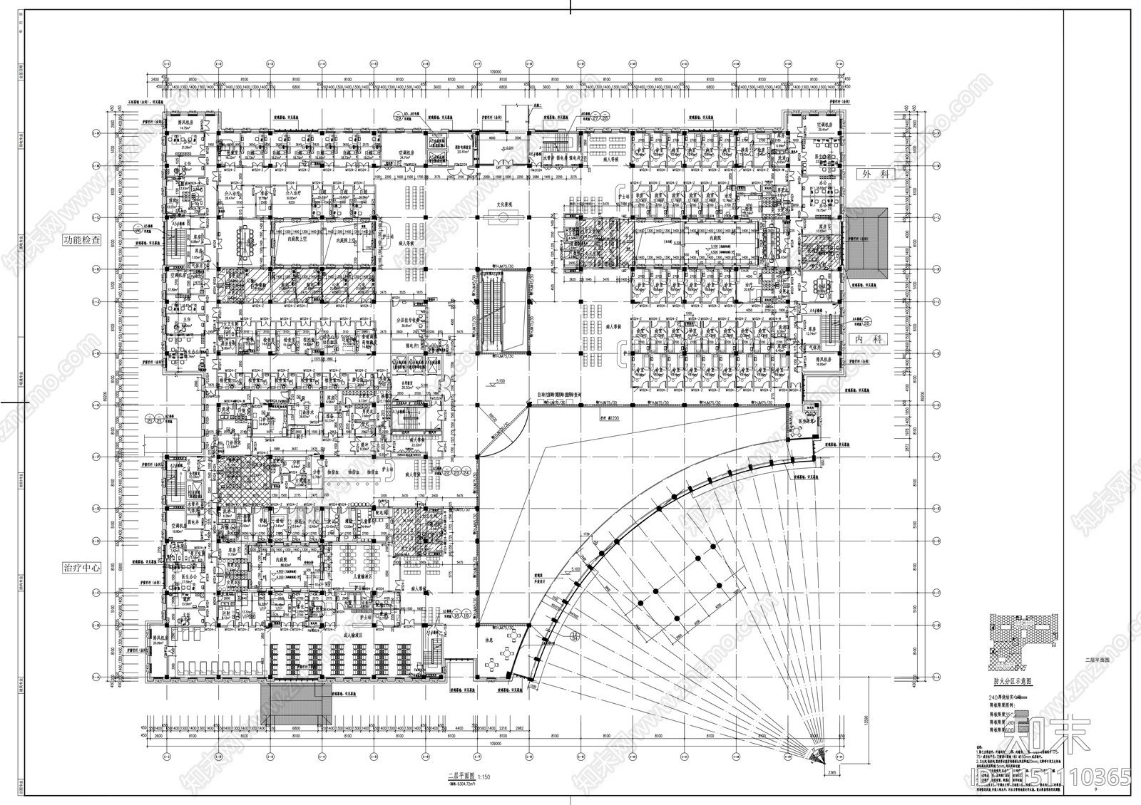 中式门诊楼cad施工图下载【ID:1151110365】