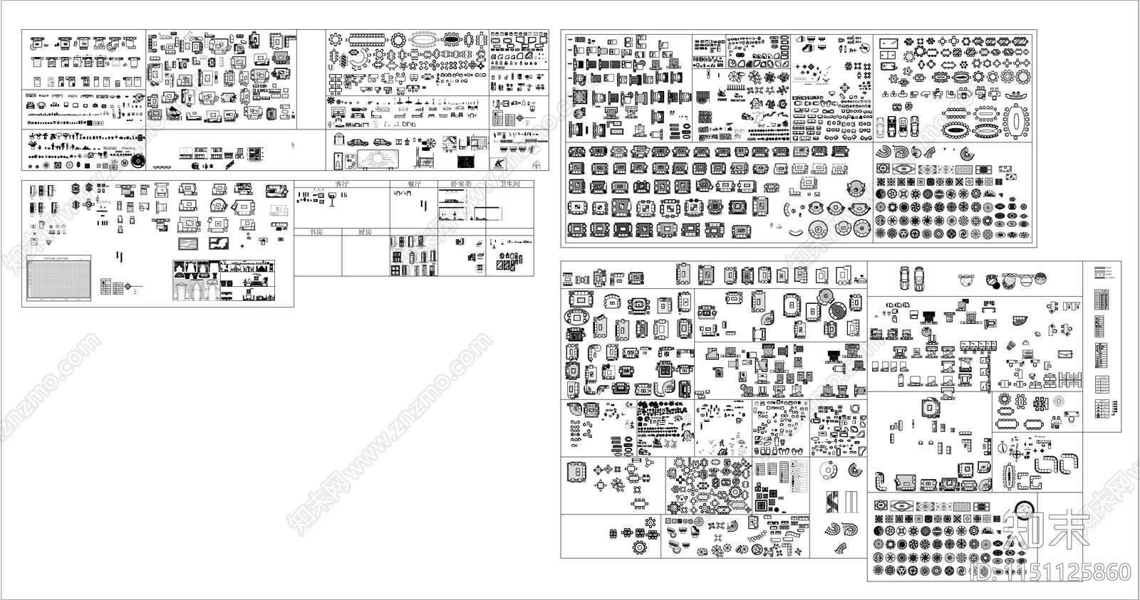 平面图库cad施工图下载【ID:1151125860】