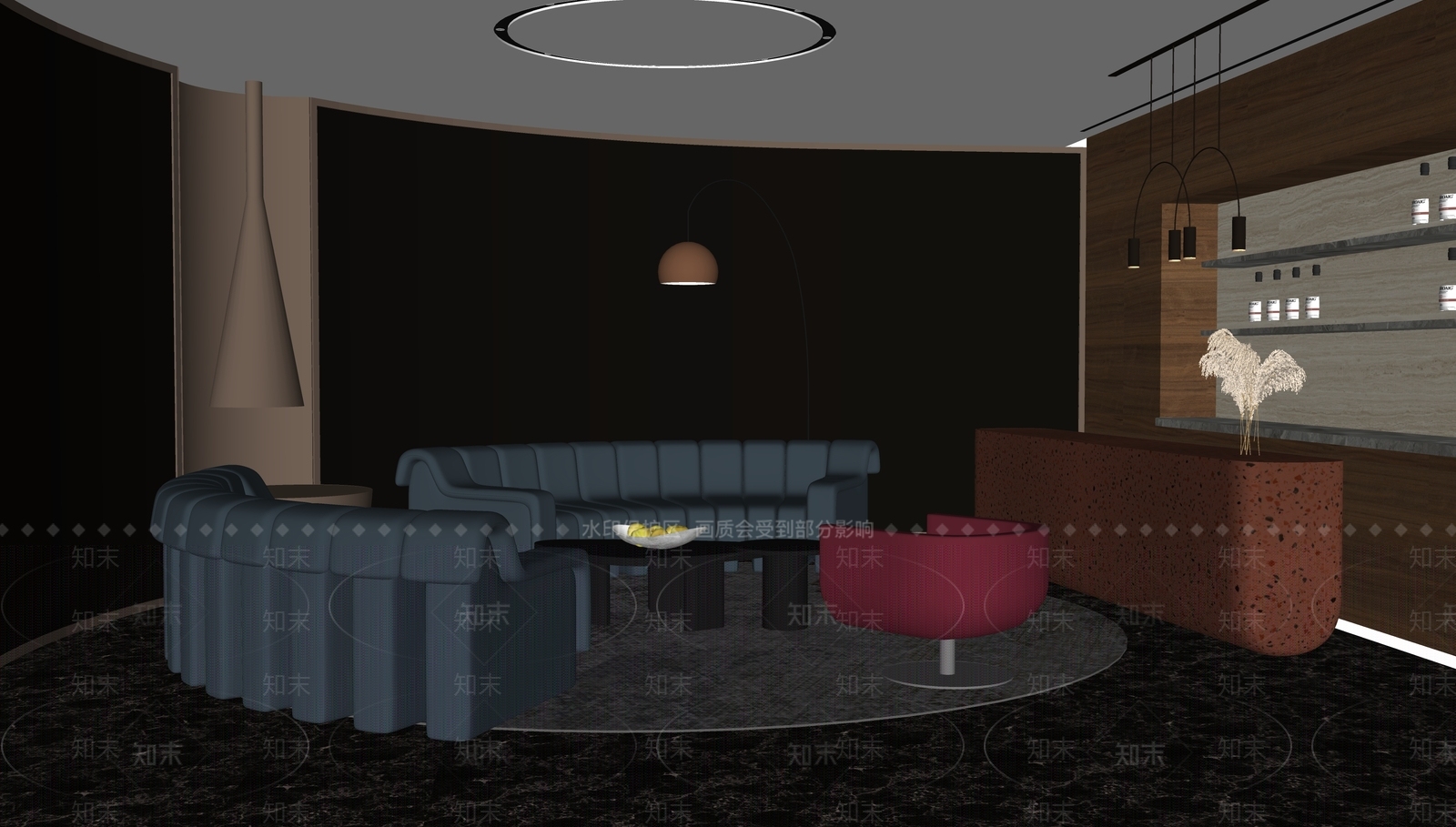 现代唐忠汉会所轻奢休闲区SU模型下载【ID:1151125858】
