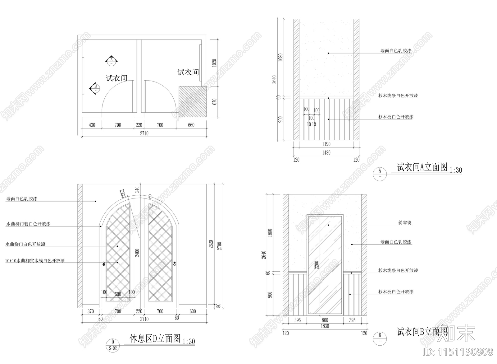 160平服装店cad施工图下载【ID:1151130808】