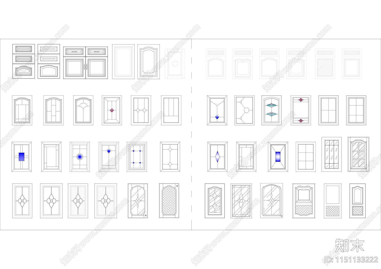 2024橱柜门型图纸施工图下载【ID:1151133222】