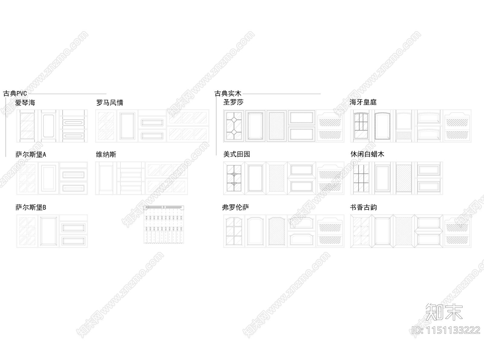 2024橱柜门型图纸施工图下载【ID:1151133222】