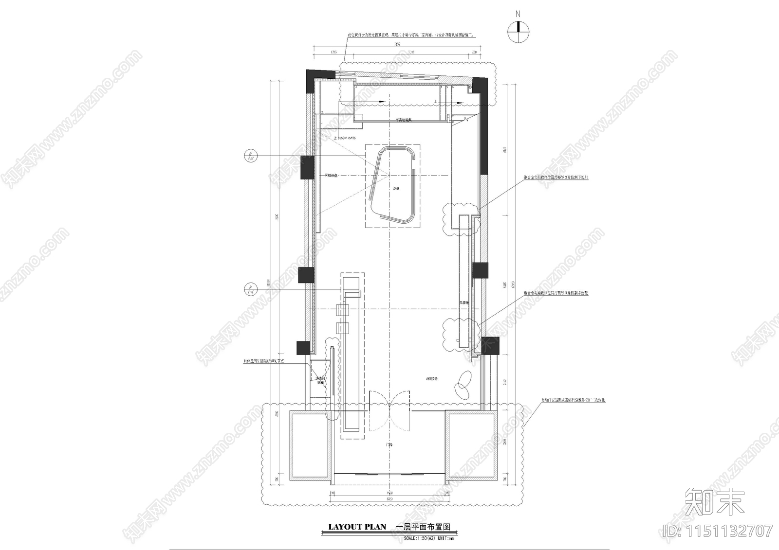 悦湖营销中心cad施工图下载【ID:1151132707】