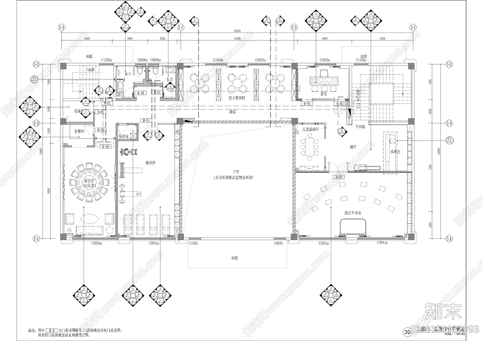 多功能会所cad施工图下载【ID:1151132993】