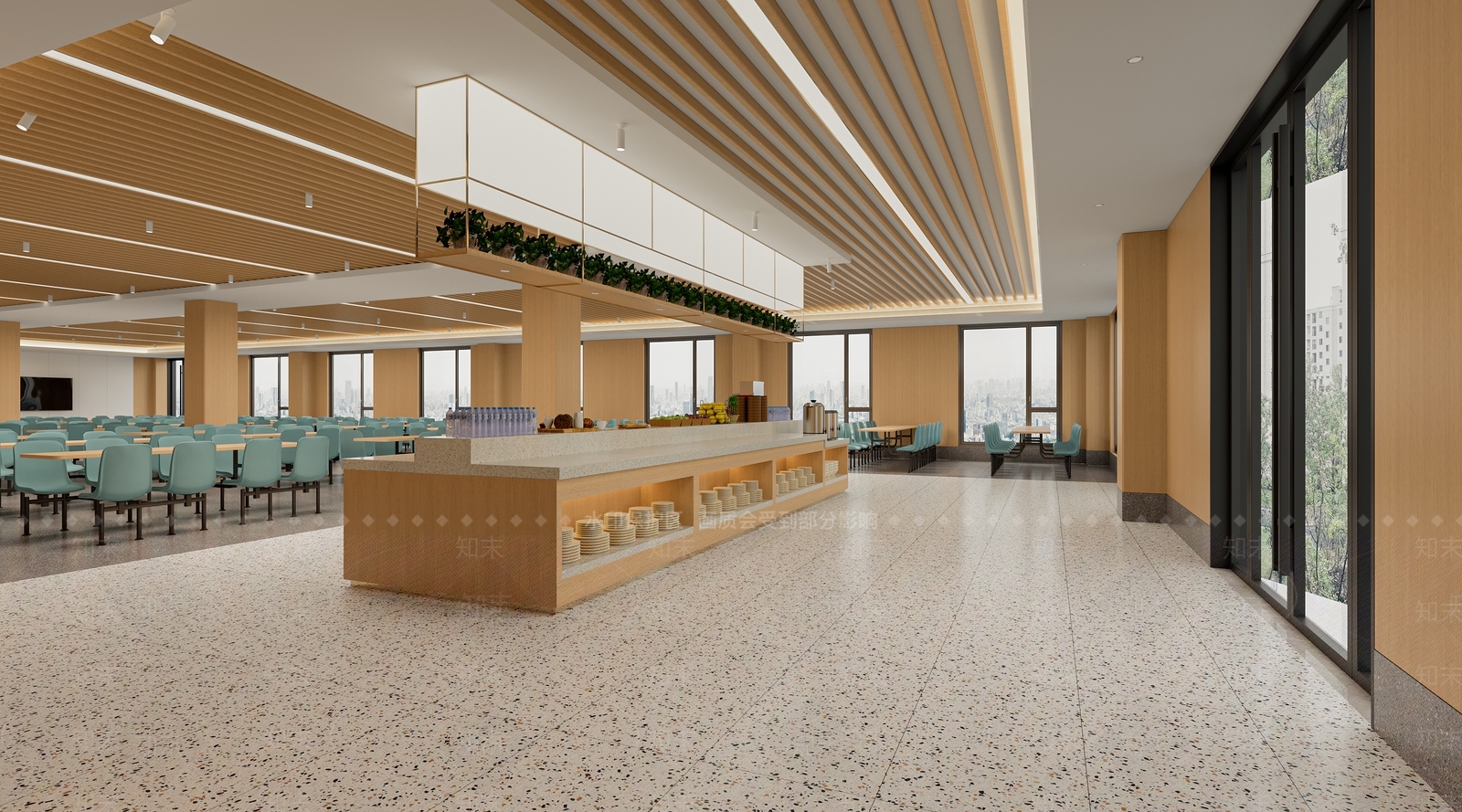 现代员工食堂3D模型下载【ID:1151133643】