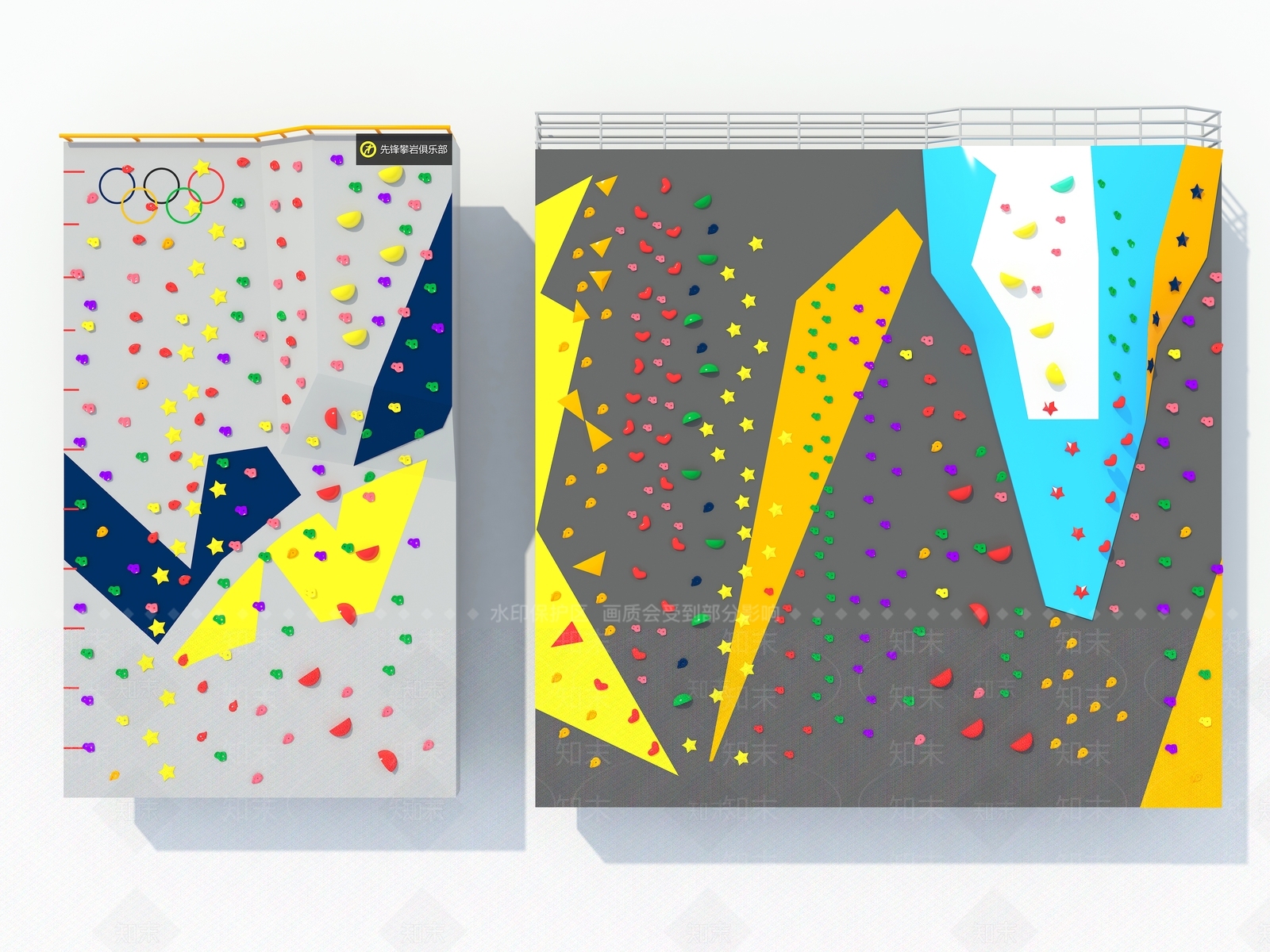 现代户外攀岩墙3D模型下载【ID:1151135375】