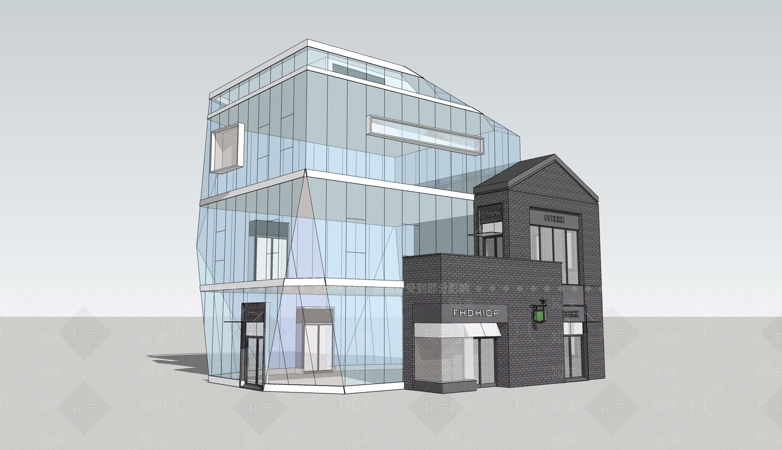 现代商业多层建筑SU模型下载【ID:1151136537】