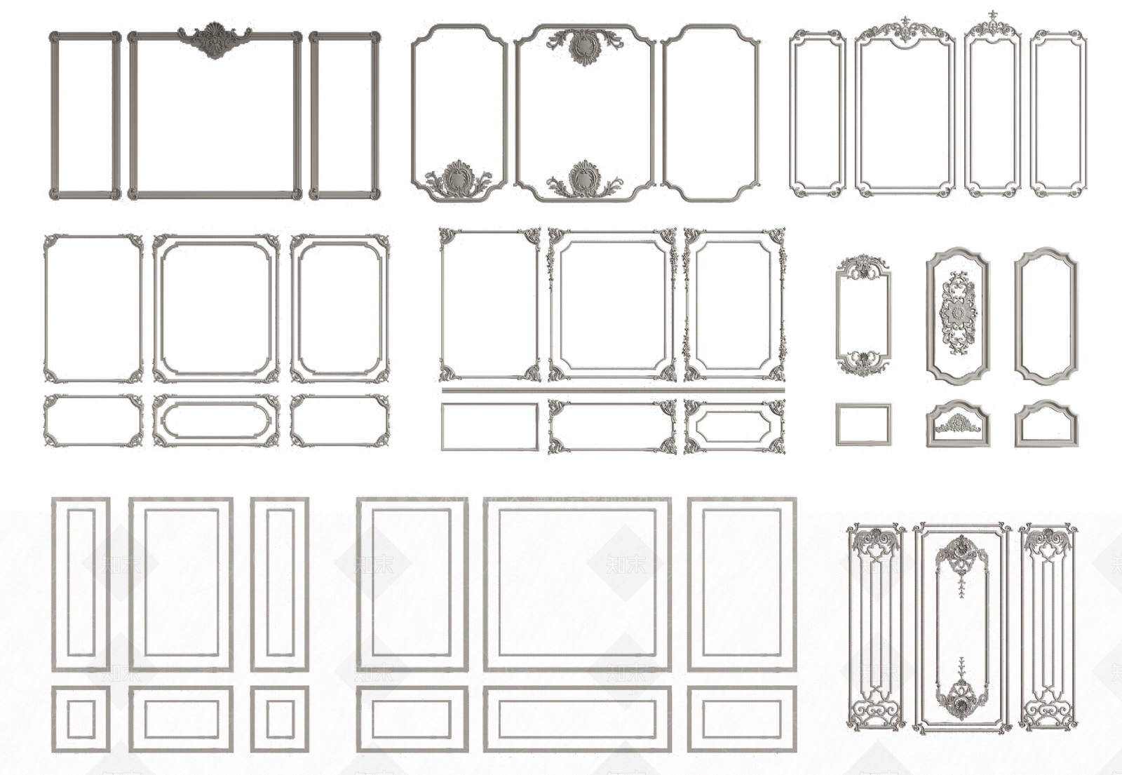 欧式古典石膏线3D模型下载【ID:1151136837】