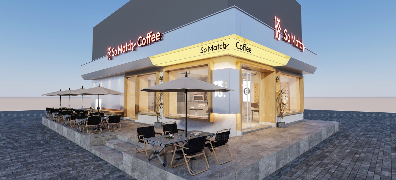 工业风不锈钢咖啡店3D模型下载【ID:1151145724】