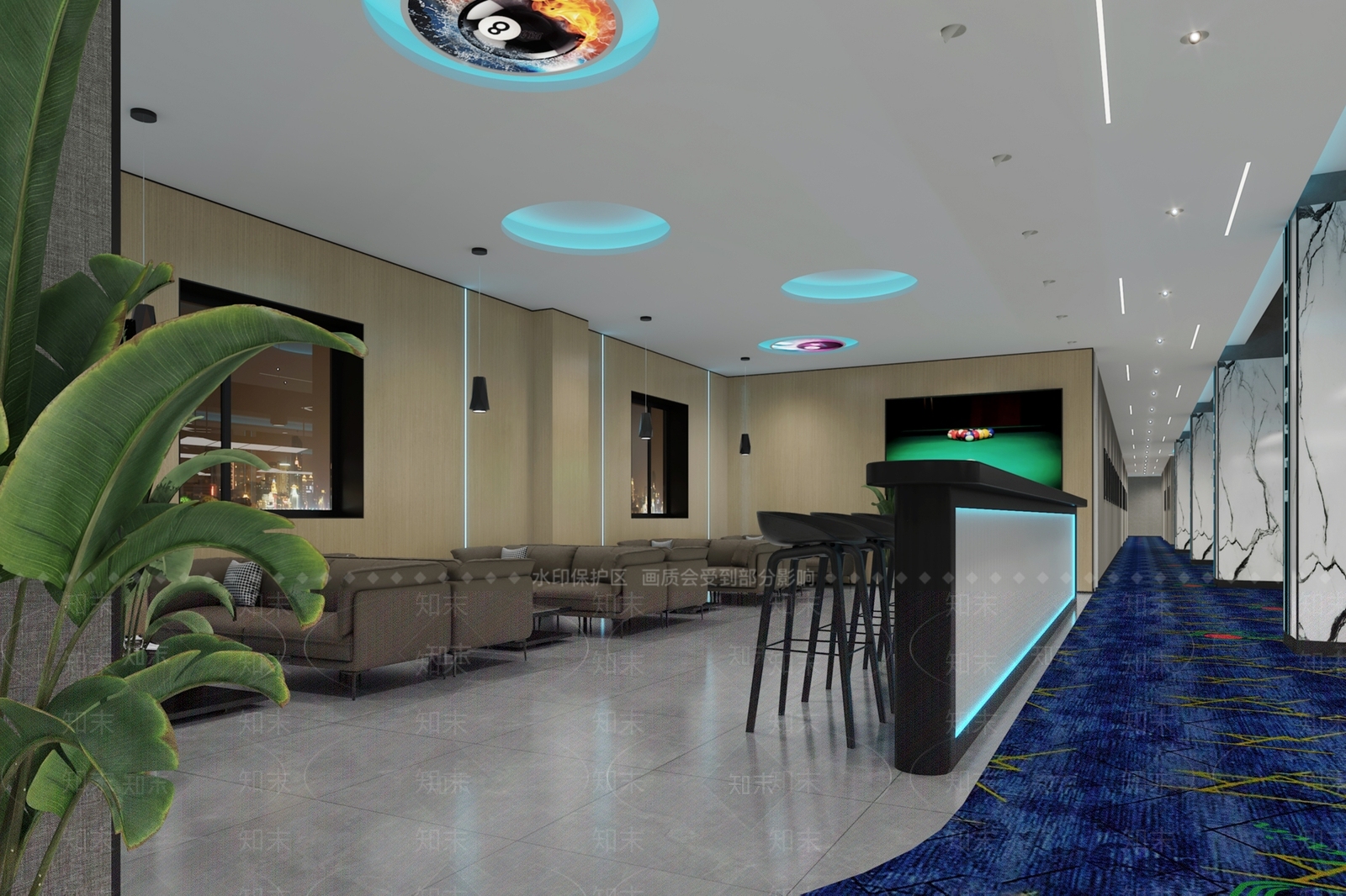 现代台球厅3D模型下载【ID:1151146365】