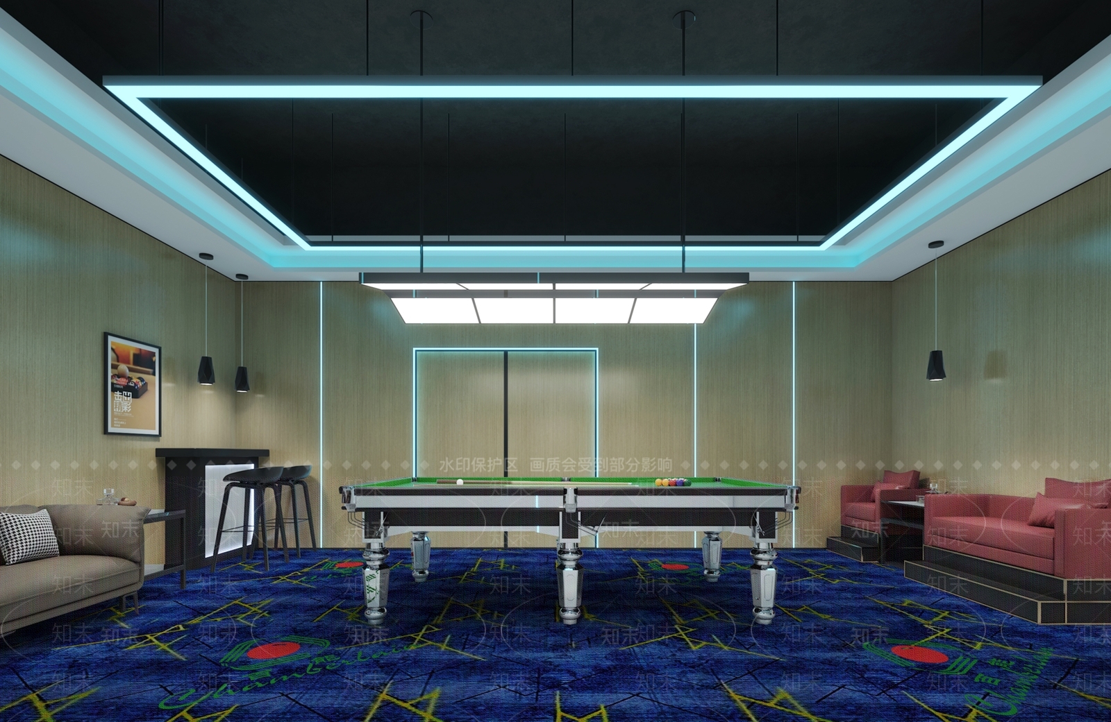 现代台球室3D模型下载【ID:1151149158】