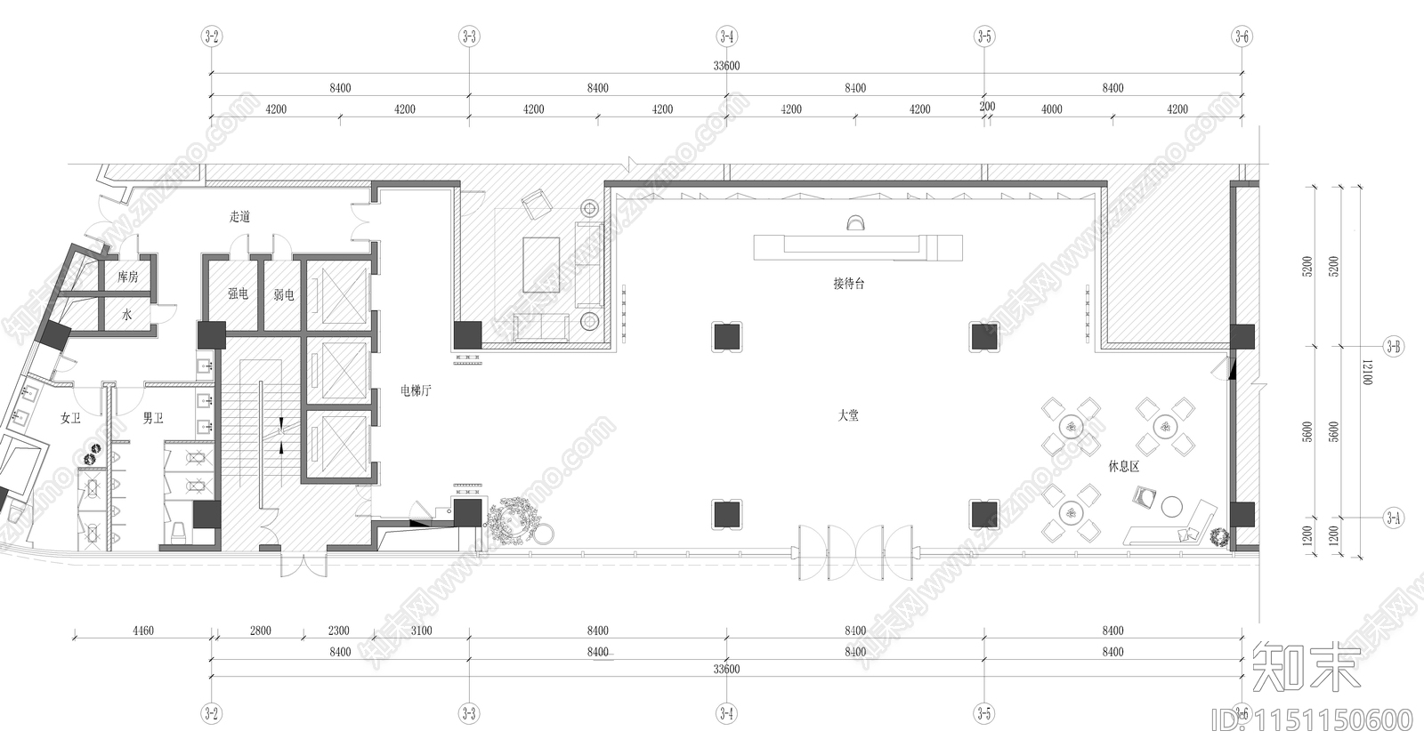 五石商务会所cad施工图下载【ID:1151150600】