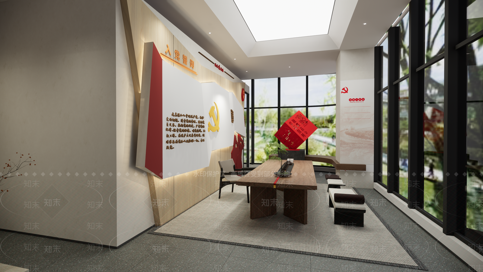 现代党建展厅SU模型下载【ID:1151152294】