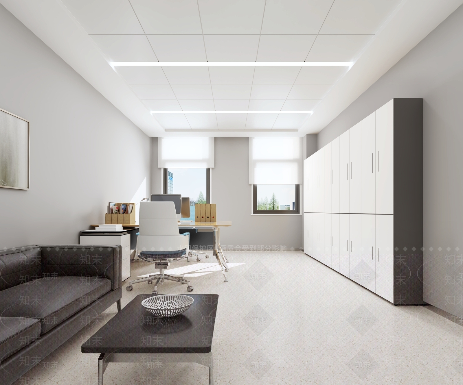 现代普通双人办公室3D模型下载【ID:1151152160】