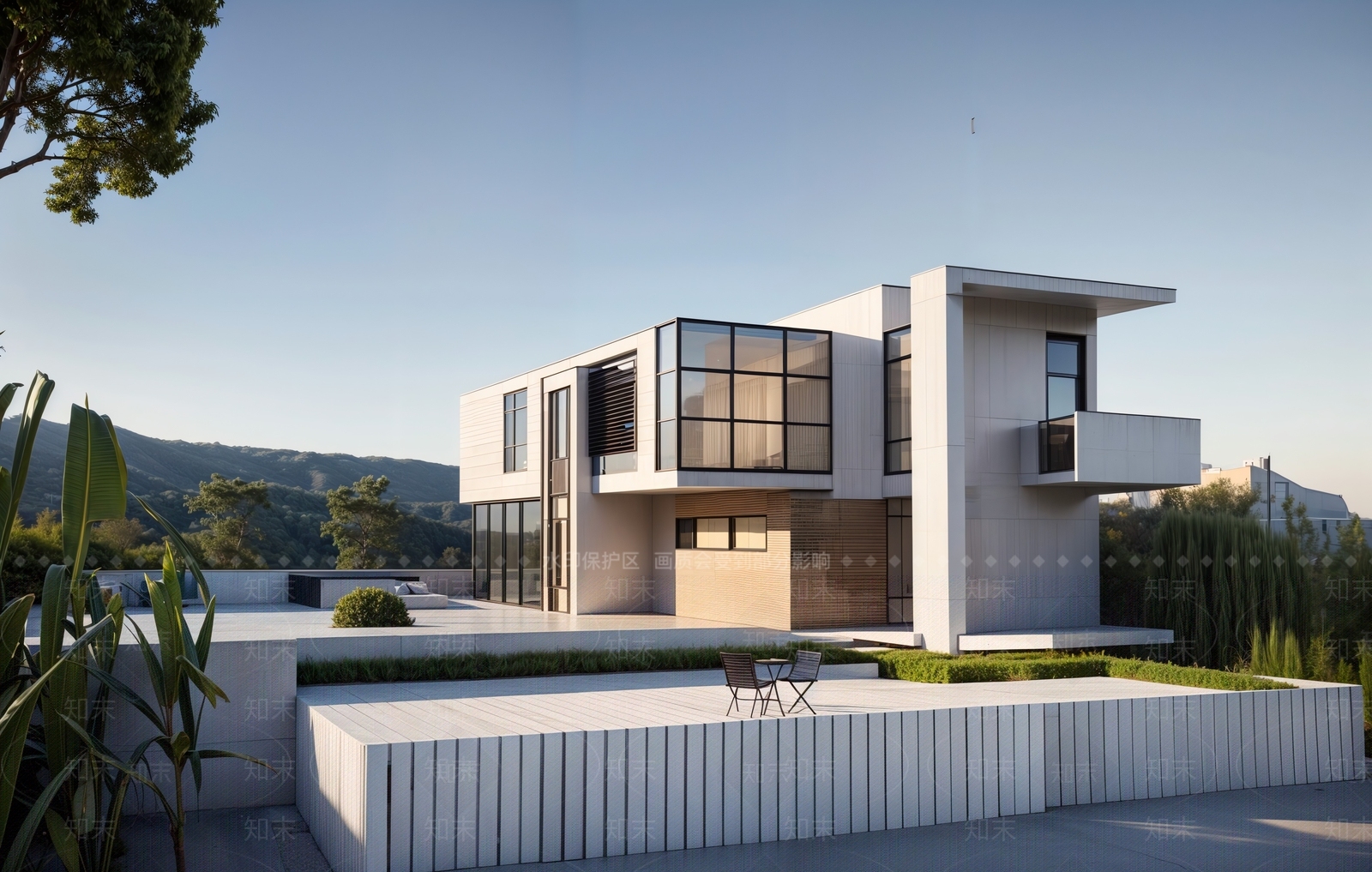 现代极简山地别墅SU模型下载【ID:1151152539】