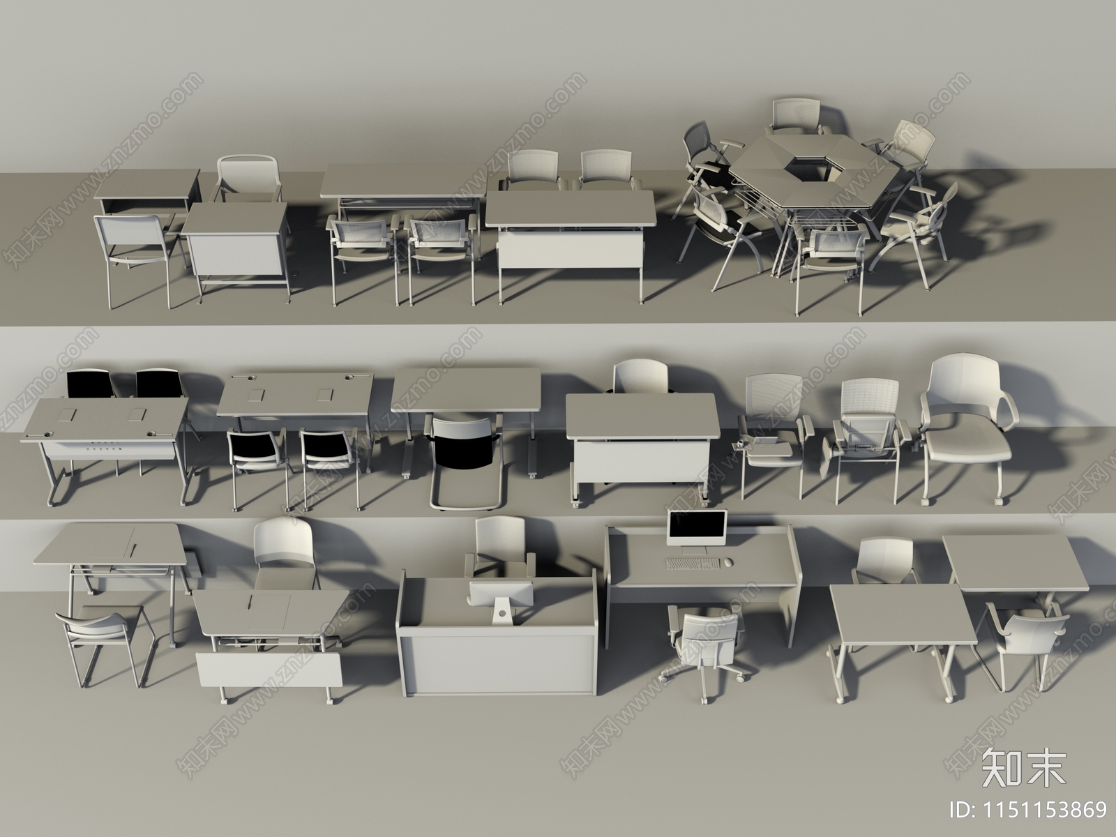 现代会议室桌椅3D模型下载【ID:1151153869】