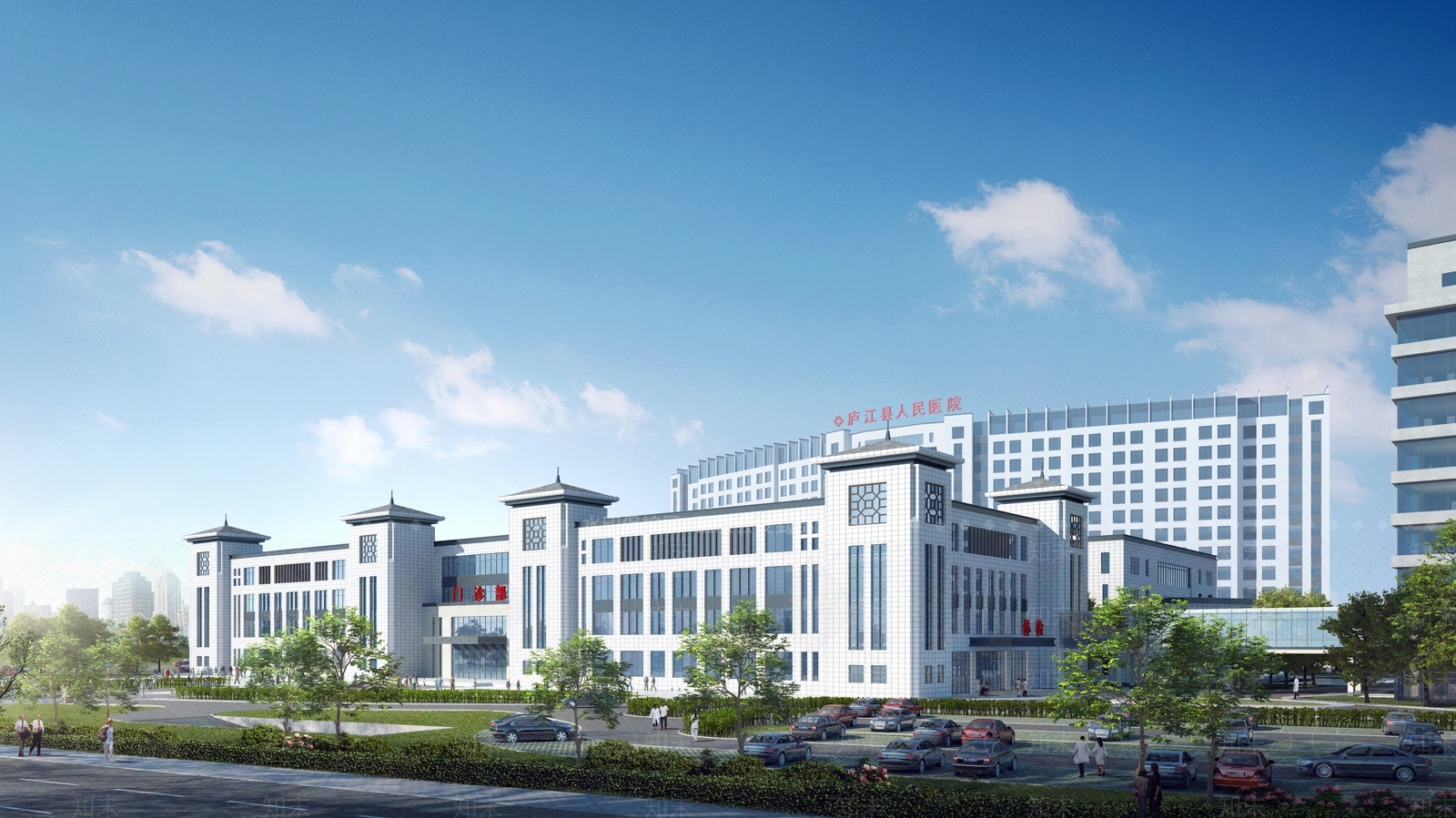 现代徽派医院建筑SU模型下载【ID:1151153569】