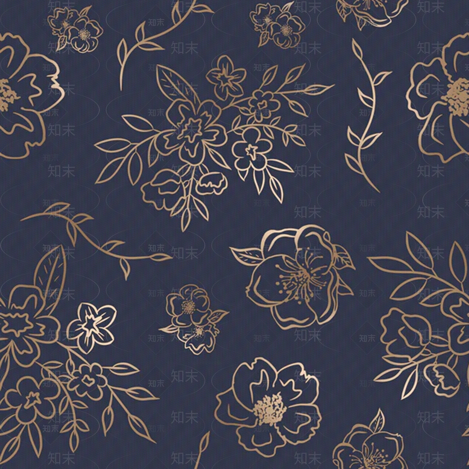 无缝新中式花纹壁布料纸贴图下载【ID:1151157099】