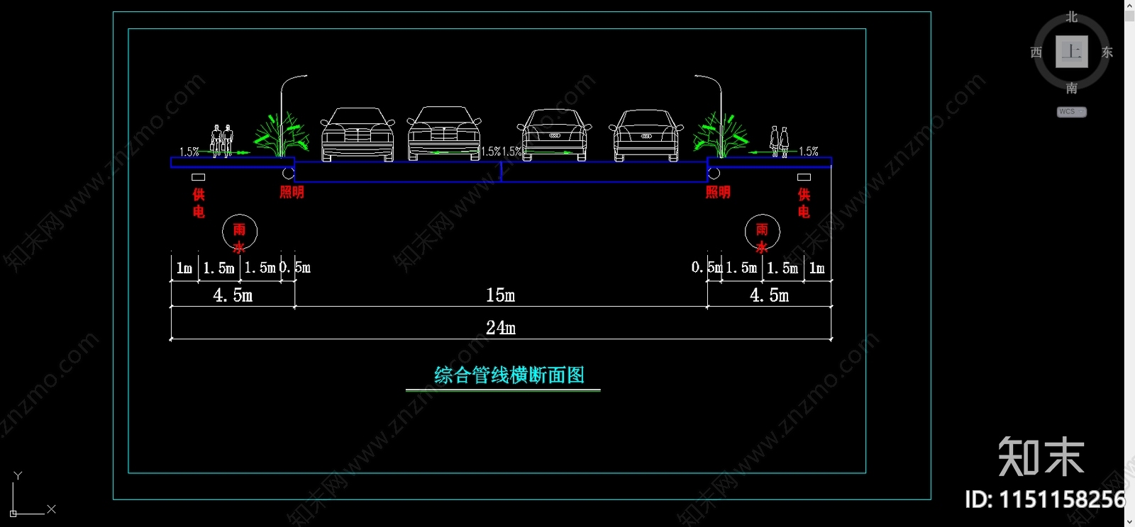 市政工程道路综合管线横断面图施工图下载【ID:1151158256】