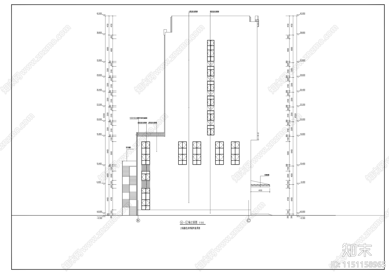 9层现代风格商务酒店建筑设计cad施工图下载【ID:1151158965】