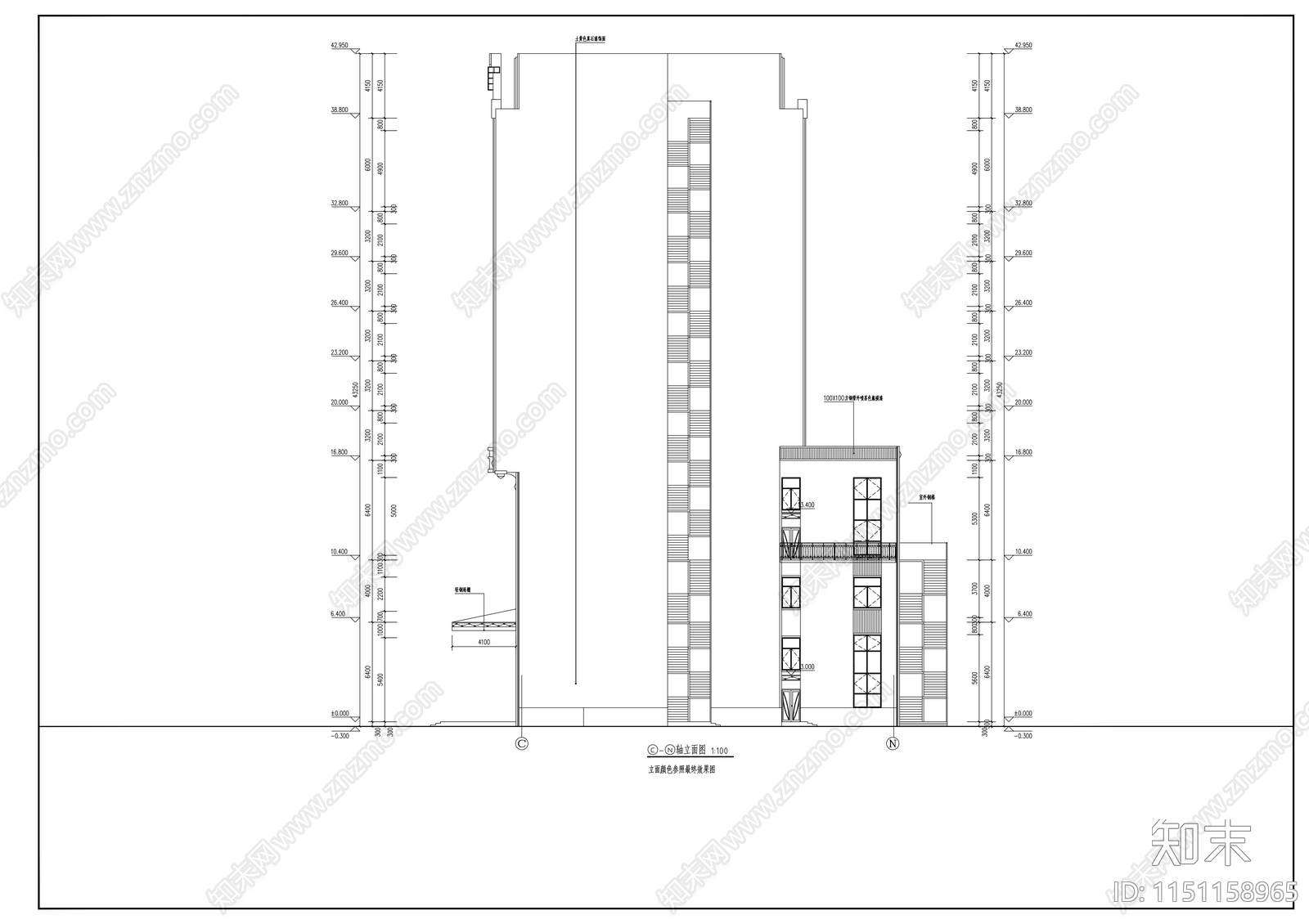 9层现代风格商务酒店建筑设计cad施工图下载【ID:1151158965】